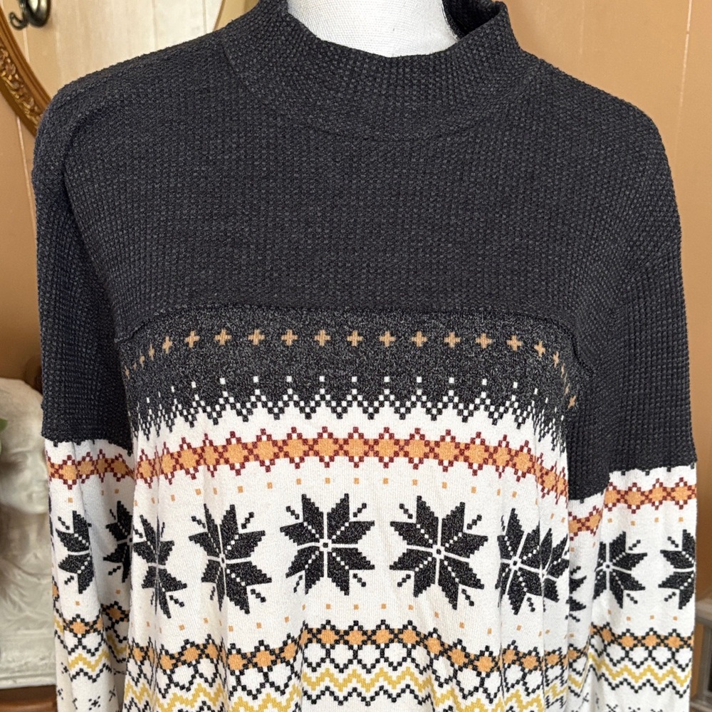Cozy Black and Cream Fair Isle Sweater